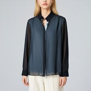 Carlisle Black 100% Silk Blouse Size 4